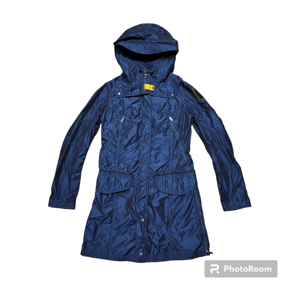 Retail $640.00 P.J.S. Parajumpers Women's Blue Hooded Parka Jacket Size M - Picture 2 of 12